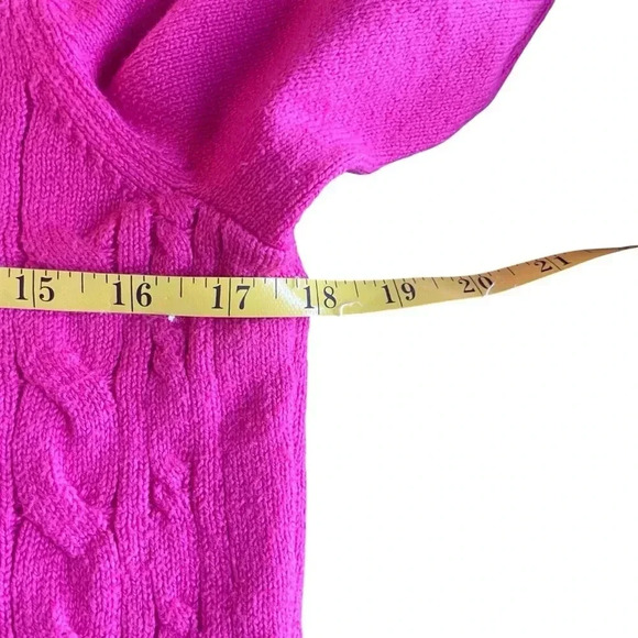 Talbots Women’s Pink Cable Knit Pullover Sweater Button Cuff Large Classic Warm - Picture 6 of 8